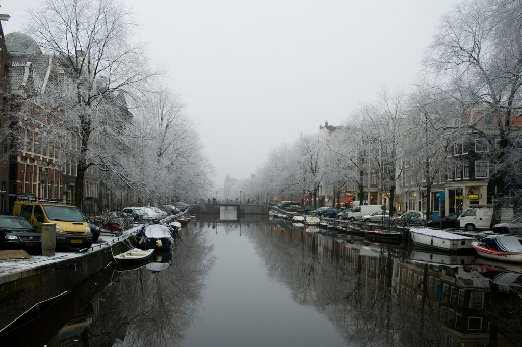 The misty Amsterdam in winter