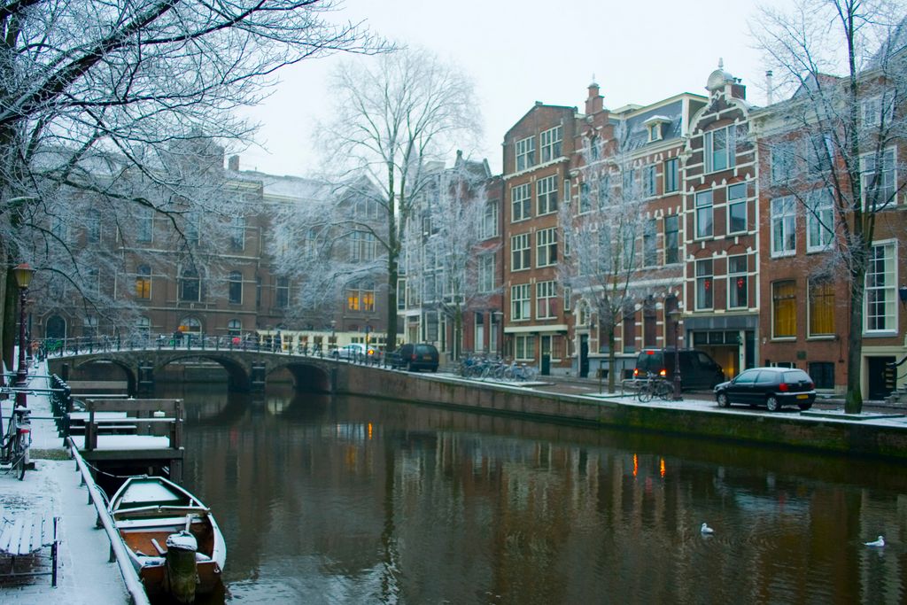 The misty Amsterdam in winter