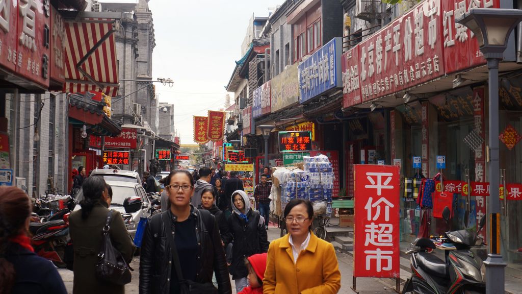 Streets of Beijing around Qianmen street (a traditional hutong area in the process of renewal and rehabilitation)