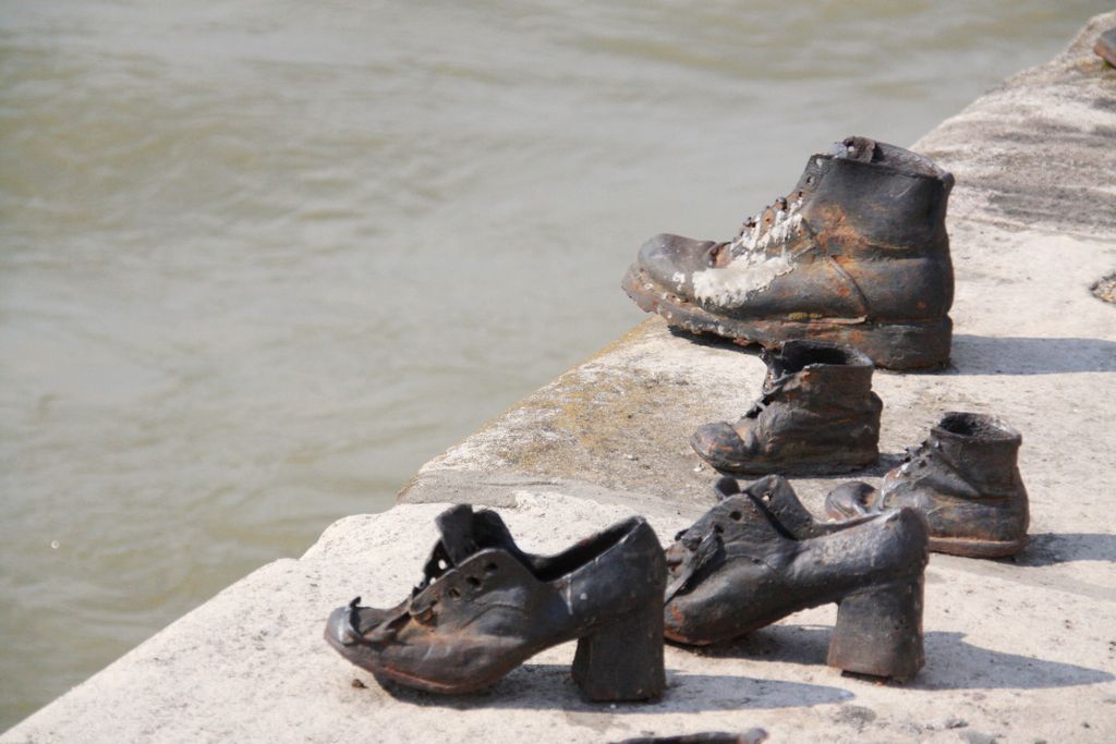 Budapest, a Holocaust memorial. The background story is that, during the 2nd World War, Hungarian Nazi-s (the so-called arrowcross movement) shot thousands of Jews directly into the Danube; that inspired this unusual memorial.