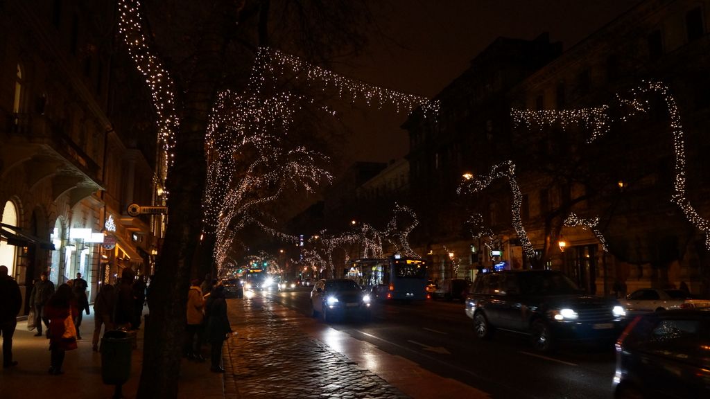 Andrássy út at night, Budapest