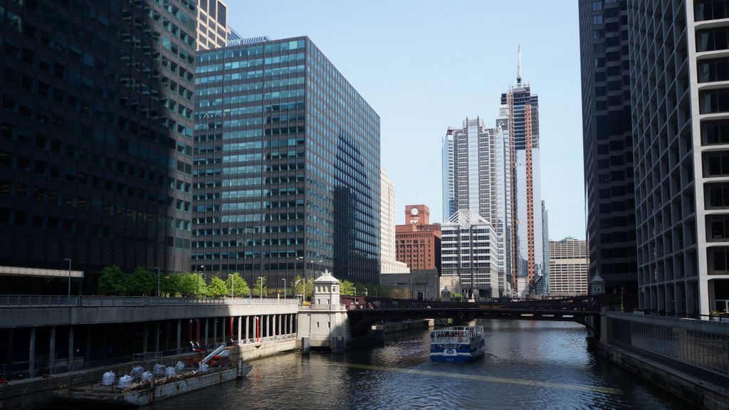 Along the Chicago River in Chicago Loop (Business area)