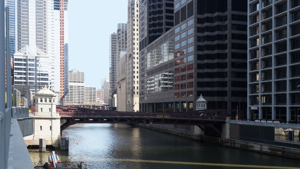 Along the Chicago River in Chicago Loop (Business area)