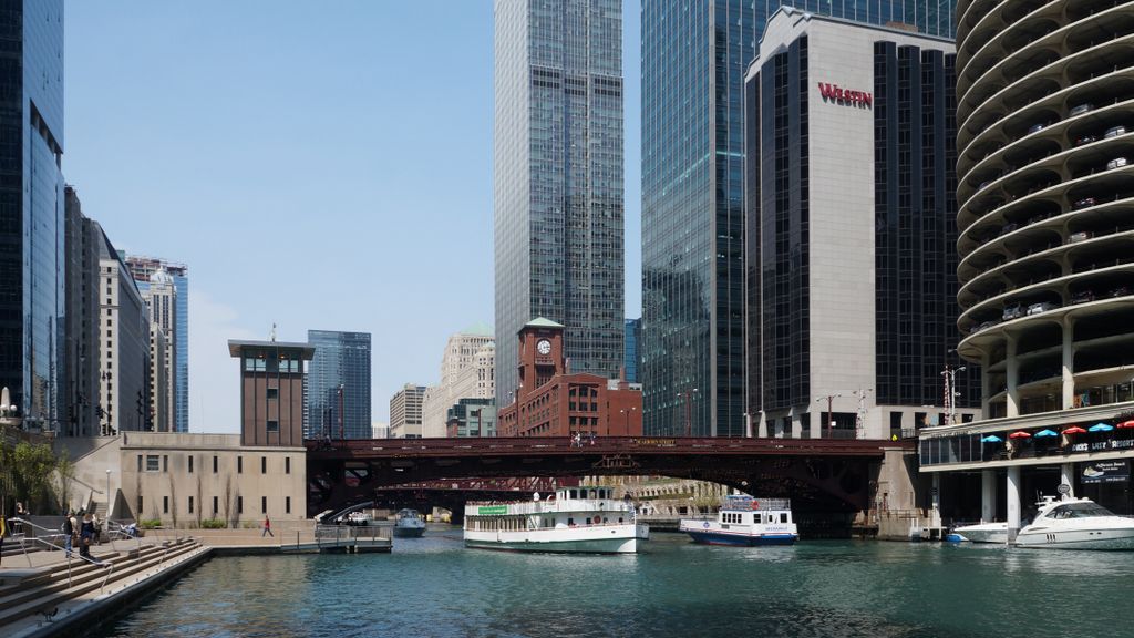 Along the Chicago River in Chicago Loop (Business area)