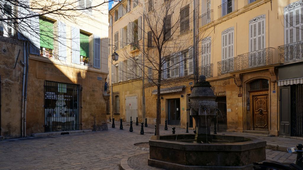 Old city of Aix-en-Provence, on a beautiful winter day