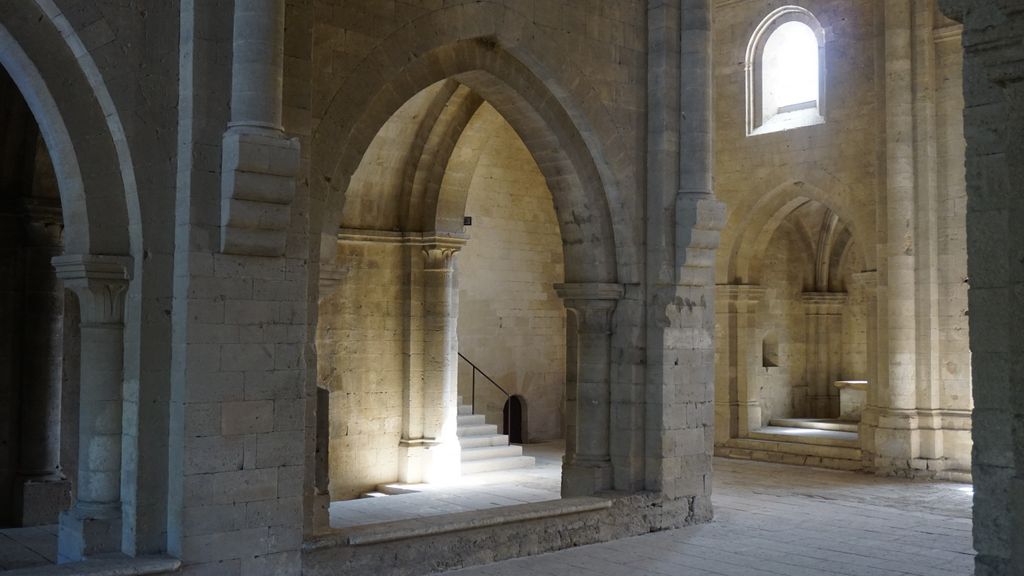 Silvacane Abbey, in La Roque-d'Anthéron, one of the three medieval Cistercian abbeys of Provence (alongside Sénanque and le Thoronet), also referred to as the “three sisters of Provence” (“les trois sœurs provençales“).