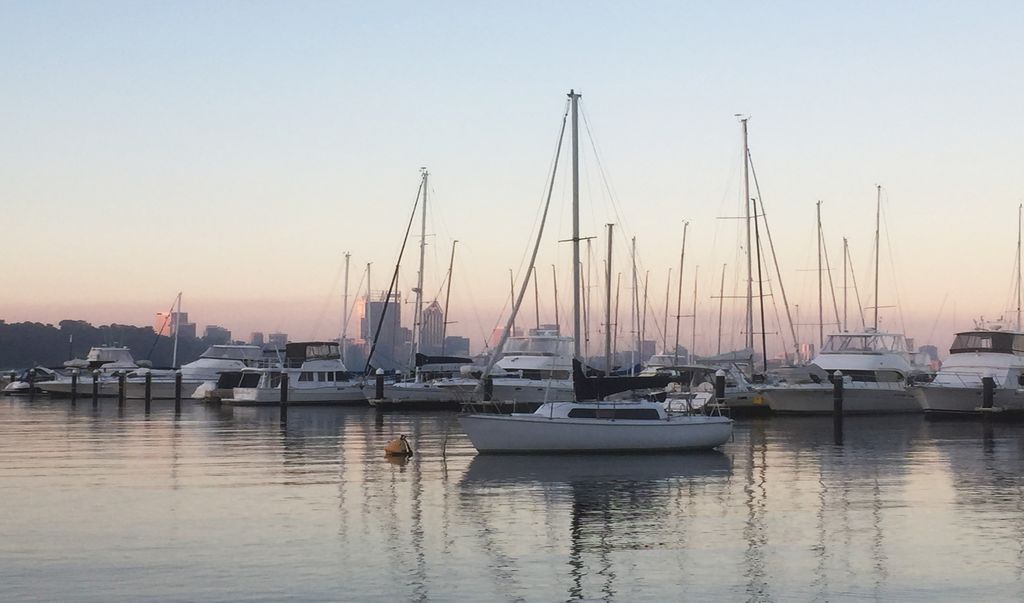 A marina along the Swann river, Perth