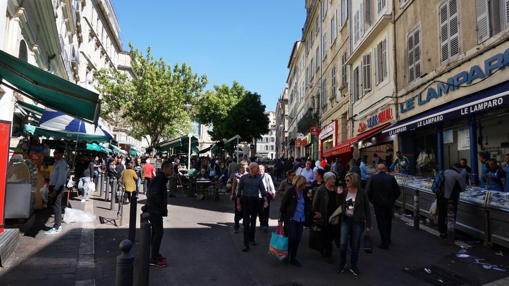 A busy, mainly north African market in Marseille