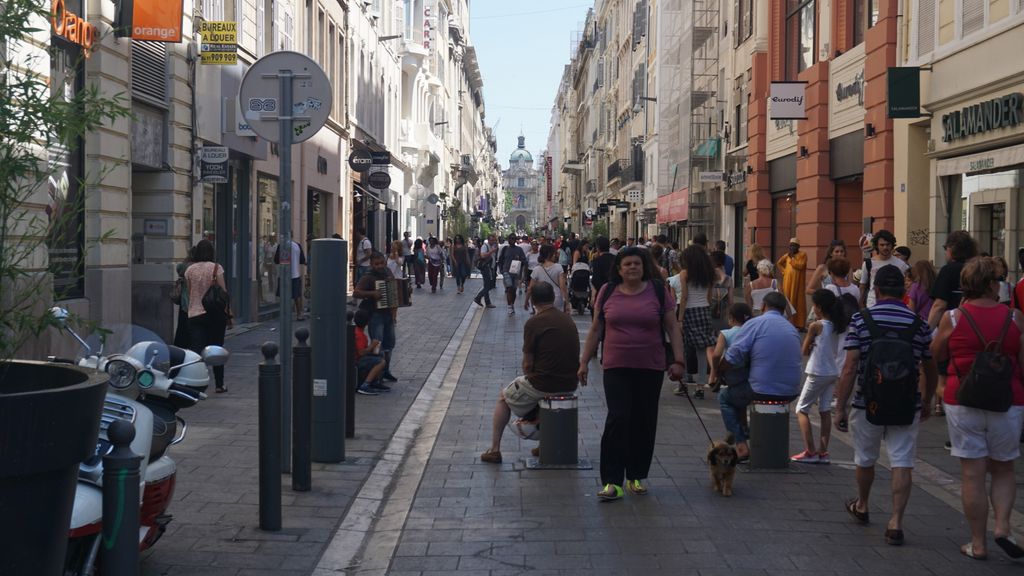 Busy streets in the center of Marseille