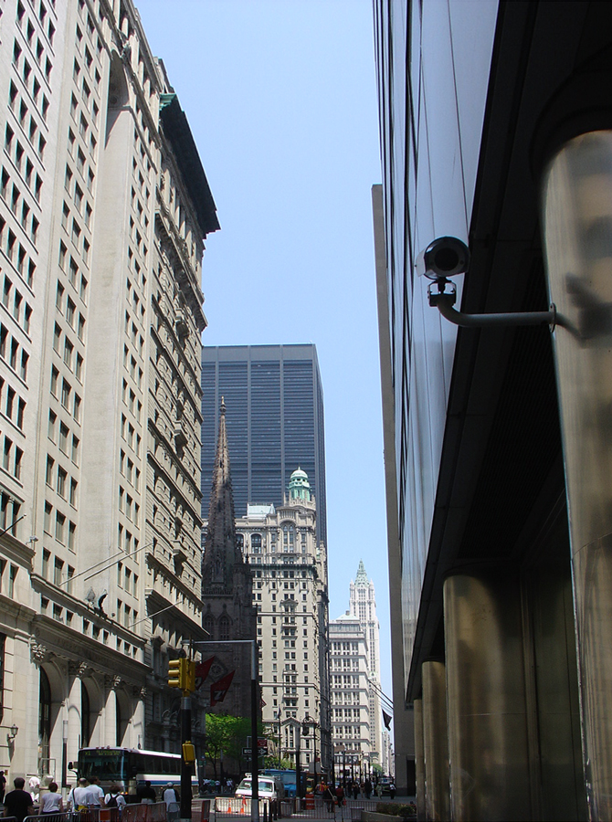Lower Broadway side in the Financial District