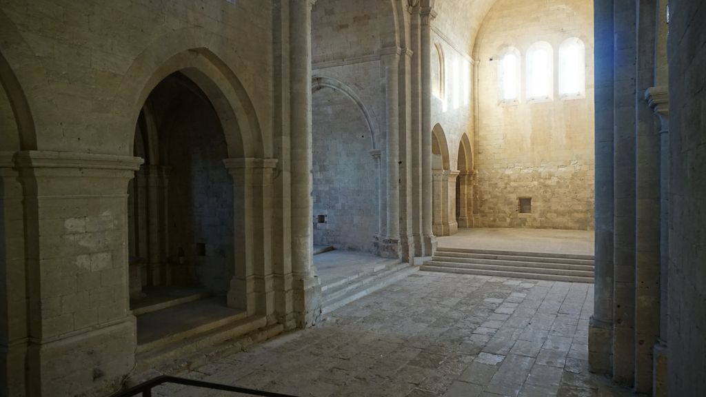 Silvacane Abbey, in La Roque-d'Anthéron, in winter lights