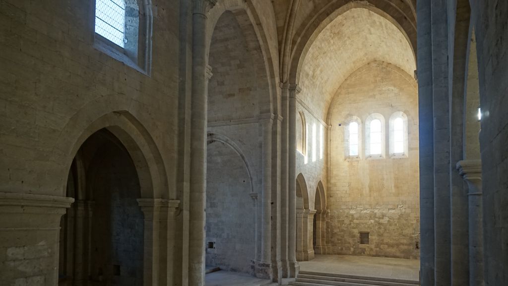 Silvacane Abbey, in La Roque-d'Anthéron, in winter lights