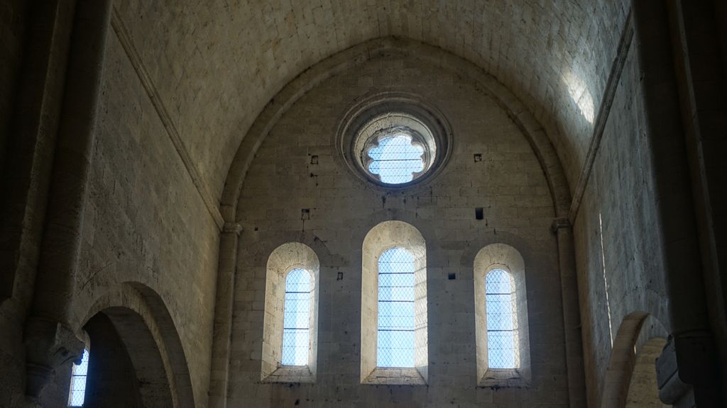 Silvacane Abbey, in La Roque-d'Anthéron, in winter lights