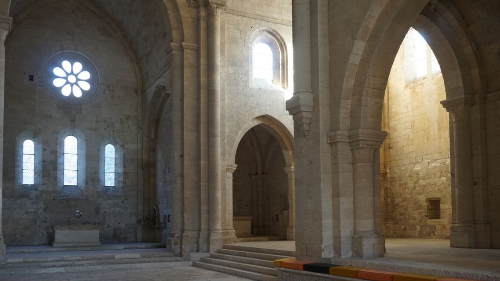 Silvacane Abbey, in La Roque-d'Anthéron, in winter lights