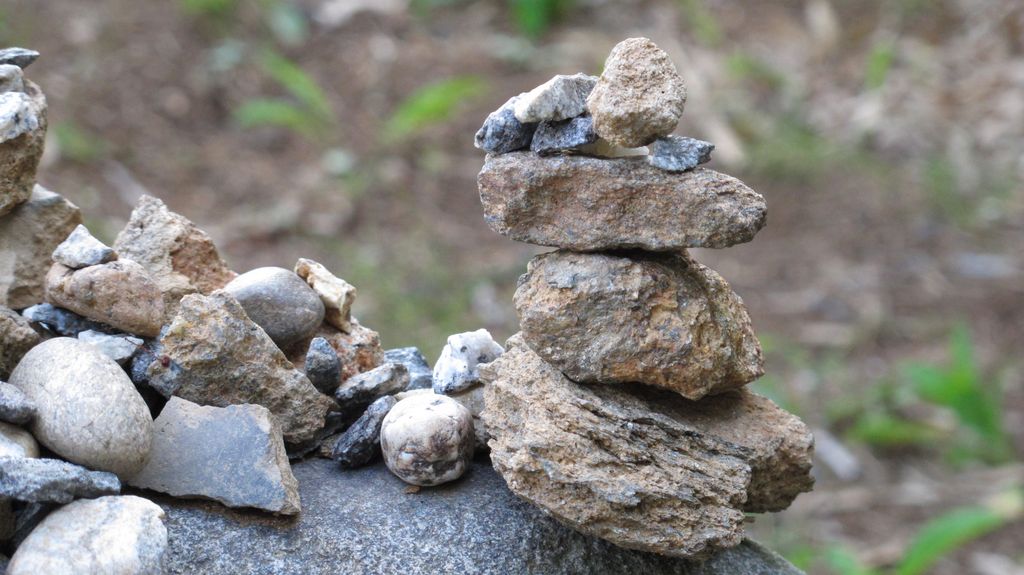 Bongeunsa Temple, Seoul, Korea. This is a small construction with stones, altogether about 5-6 cm high...