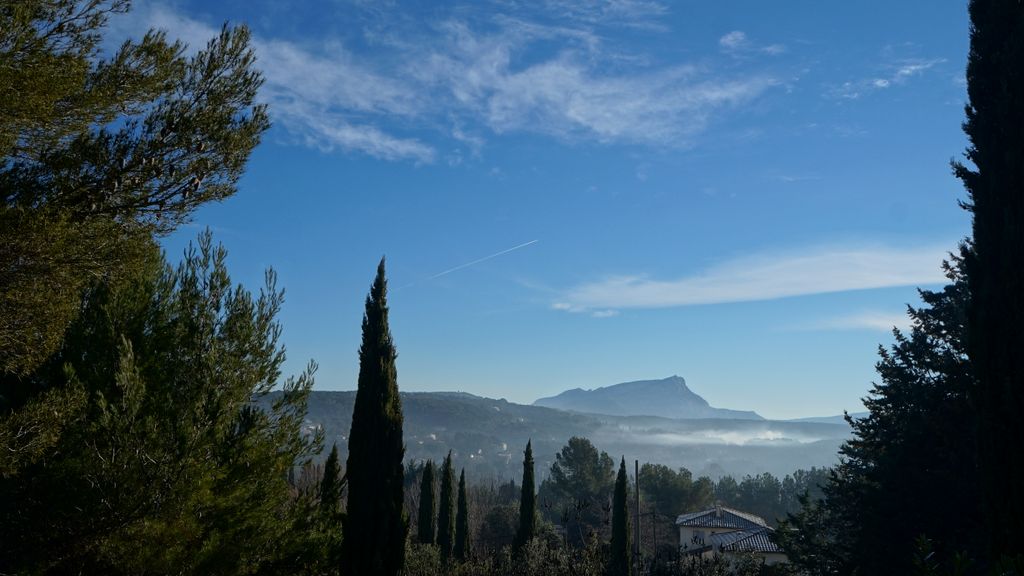 Misty St. Victoire on an otherwise bright winter day