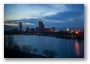 Boston at dawn, seen from the Cambridge side