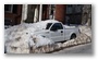 Modern sculpture a.k.a. cars in winter in Boston's Beacon Hill