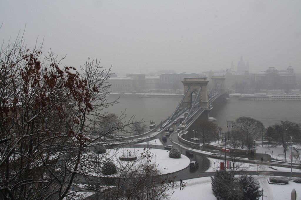 Budapest, Chain Bridge seen from the castle hill