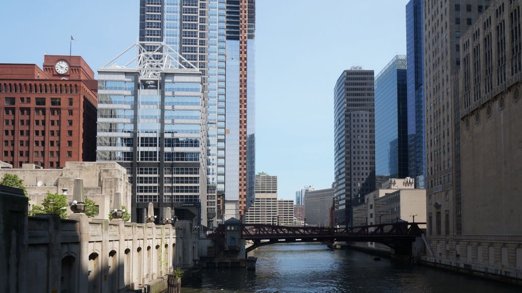 Along the Chicago River in Chicago Loop (Business area)