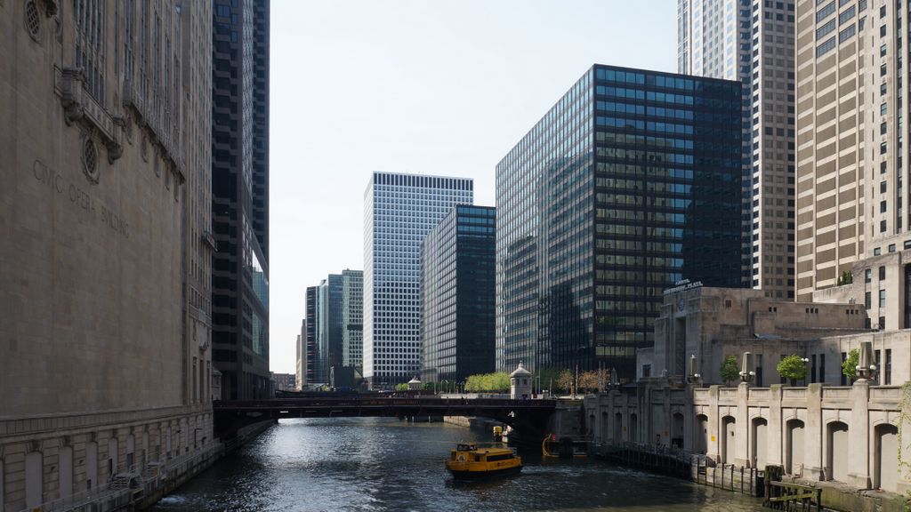 Along the Chicago River in Chicago Loop (Business area)