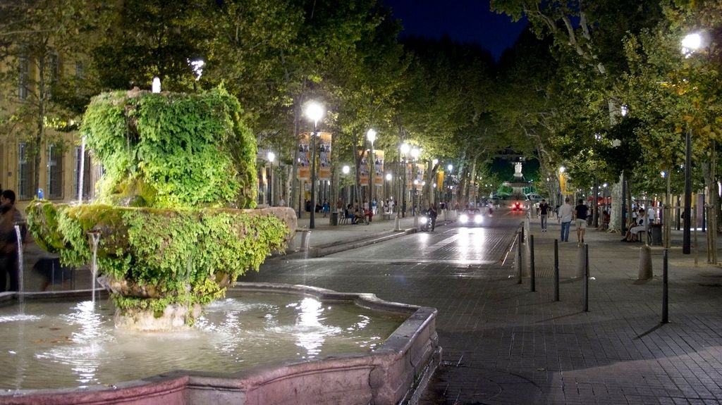 Aix-en-Provence, old city at night, Cours Mirabeau