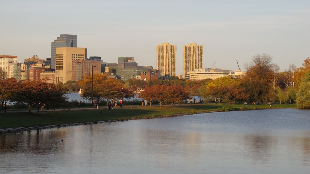 View of Cambridge from the shores of the Charles River in Boston