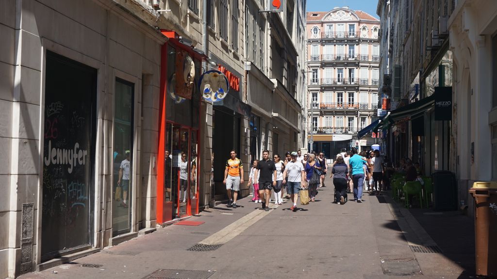 Busy streets in the center of Marseille