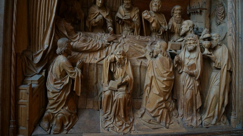 The Dormition of the Virgin, Workshop of Tilman Heysacker, Lower Rhine, late 15th; today in the Cloisters, New York