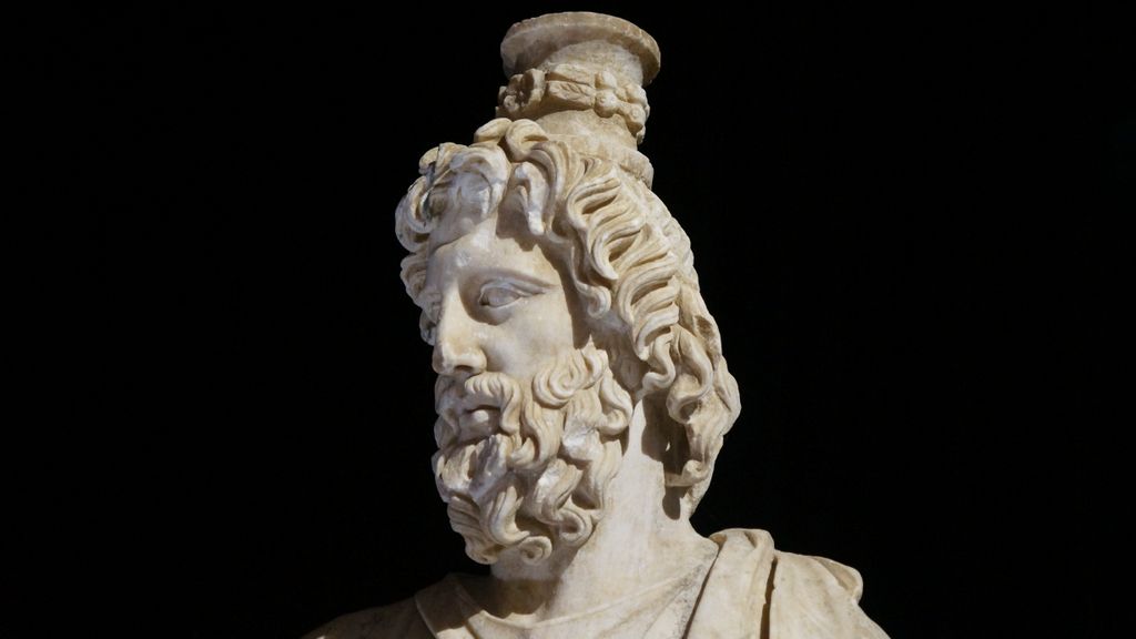 Head of Sarapis, Verona, Italy, Roman Empire, cca. 100-150 D.C., Collection des Musées d'Art et d'histoire de la Ville de Genève, (at a temporary exhibition at the MuCEM, in Marseille)