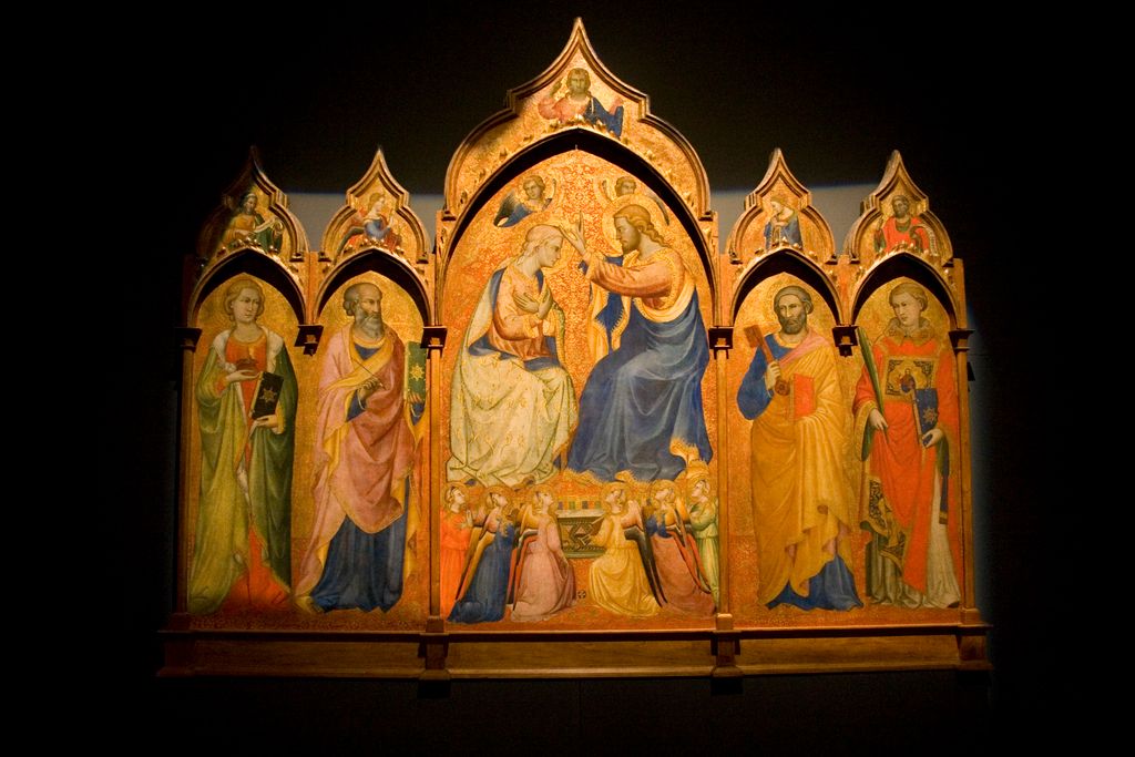 Coronation of the Virgin with Saints, by Lorenzo di Niccolò, San Croce Cloister, Florence, Italy